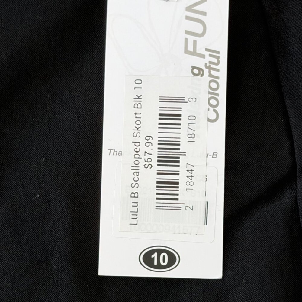 Lulu B Black Scalloped Skort Size 10 Pull On Golf Tennis Skirt NWT - Picture 3 of 11